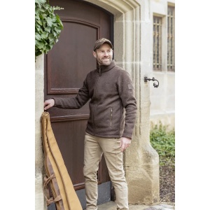 Jachetă tricotată de vânătoare cu lână și căptușeală teddy fleece Blaser Pamir Argali Dark Brown.