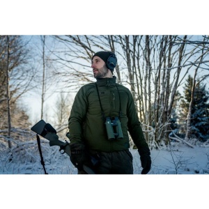 Jachetă vânătoare bărbați Seeland Celsius Heat Pine Green cu sistem de încălzire electrică și căptușeală argintie.