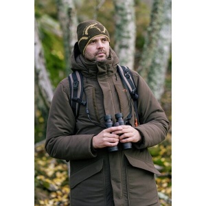 Jacheta de vanatoare Blaser WP Janus Dark Brown parka, impermeabila, cu puf si Primaloft pentru protectie in conditii de frig extrem.