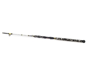 Lansetă WFT Catbuster Vertical Spin 2.10m 50–220g, vârf carbon laminat, inele WFT LTC, ideală pentru pescuit vertical la somn din barcă.