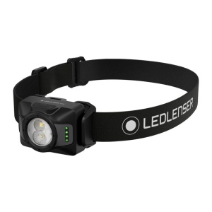 Lanternă frontală Ledlenser HF4 Black 450 lumeni cu lumină roșie, alimentare 3xAAA și protecție IP67.