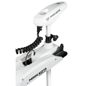 Motor electric alb premium de proovă Minn Kota Riptide Terrova® 55lb 12V cu lungimea axului de 137cm, echipat cu mecanism de asistență Lift-Assist, telecomandă wireless premium cu ecran LCD și sistem Advanced GPS, alimentat optim de o baterie Litiu LiFePO