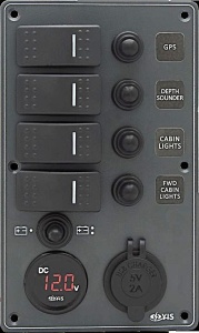Panou Electric Aluminiu 12V/24V EVAL 4 Sigurante Automate, Voltmetru Dublu, USB IP66