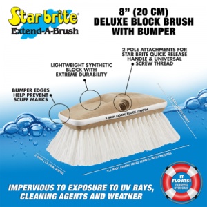 Star Brite Deluxe Block Brush Stiff – Forța brută necesară pentru o punte impecabilă, oferind curățare intensă și protecție anti-șoc într-un singur instrument profesional