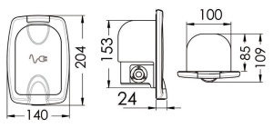 Priză marină articulată R-Evolve Osculati 16A – Panou de lux din inox AISI 316 cu mecanism de exteriorizare a conexiunii și montaj încastrat.