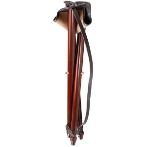 Scaun vânătoare Franconia Tripod – picioare lemn de cedru, șezut piele de bivol, 65 cm înălțime, suport 120 kg, curea transport inclusă.