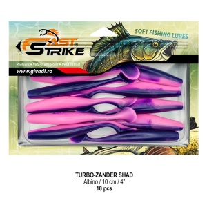 Shad de șalău Fast Strike Turbo Zander 10cm 10bucati blister rigid pentru pescuit la răpitori.