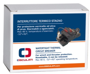 Siguranta si comutator automat Osculati 50-250A pentru vinci si bow thruster, cu borne de 3/8" si protectie IP67.