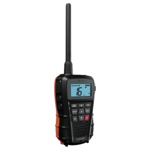Stație radio maritimă VHF portabilă Cobra BlueBound 150 flotabilă cu încărcare USB-C.