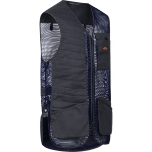 Vestă de tir competițională Blaser Robert Marine Navy – Echipament tehnic pentru tir sportiv cu inserții de plasă pentru ventilație și buzunare mari pentru muniție