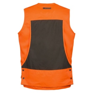 Vestă de vânătoare Treesco Tradition Haute Visibili Kaki-Orange, hidrofugă, cu cartușiere 16 posturi și buzunar posterior pentru vânat.