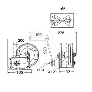Vinci Manual Osculati 630kg cu Autofrână – Detaliu mecanism de siguranță fără clichet, structură zincat-cromată și finisaj profesional certificat TÜV pentru peridoc.