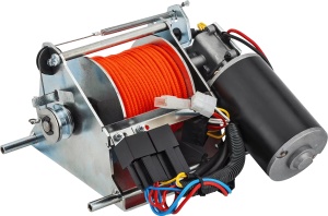 Anchoră electrică premium de proovă Stronger Steelhands 35 (SH-35), echipată cu motor de 120W la 12V, carcasă din plastic ABS rezistent la UV, ruliu din oțel galvanizat de 3 mm, tambur cu frânghie de 40m și funcție mecanică de coborâre în cădere liberă (f