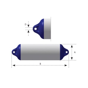 IMAGE CAPTION: Gamă de baloane bicolore albe cu cap albastru OCEAN seria H Heavy Duty (modele de la H2 la H8), fabricate monobloc din PVC Plastisol prin turnare rotativă, cu ochiuri de prindere ranforsate structural, destinate ambarcațiunilor între 5m și 