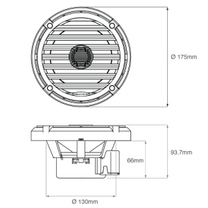 Pereche de boxe coaxiale marine Aquatic AV Elite EL423 de 6.5 inch – Difuzoare premium albe cu putere maximă de 240W la 4 Ohmi, sistem de iluminare LED RGB integrat pe con și etanșeitate certificată IP65.