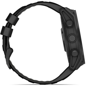 Ceas smartwatch GPS tactic Garmin tactix 8 Standard AMOLED 51mm cu ramă din titan și lanternă verde.