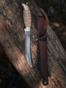 Cuțit de vânătoare Helle Dyre Vaa Light Curly Birch Full Tang 160mm