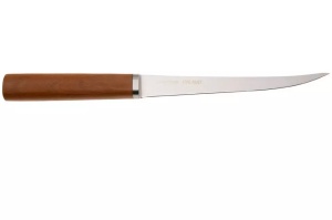 Cuțit Filetat Marttiini Cabin Chef – Instrument profesional cu lamă de 110mm din oțel inox, design semnat de Harri Koskinen și mâner din mesteacăn tratat termic.