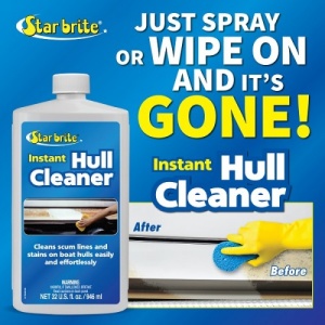 Star Brite Instant Hull Cleaner – Soluția rapidă care redă albul impecabil al chilei tale, eliminând instantaneu oxidarea și petele de pe linia de plutire fără efort fizic.