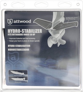 Hydro-stabilizator Attwood JR pentru motoare de până la 50 CP – Hydrofoil premium cu design „Gull Wing” (aripi de pescăruș) pentru reducerea frecării, glisare rapidă și kit de montaj din oțel inox inclus.