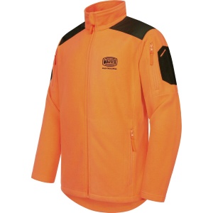 Jachetă polar vânătoare Mauser Silent Fleece Pure Blaze Orange de înaltă vizibilitate cu guler înalt.