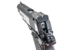 Pistol Airsoft CO2 Umarex Ruger SR1911 SLV-BLK 1,3J Full Metal cu blowback si catari fibra optica.