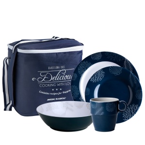 Set Veselă Antialunecare Melamină Living Marine Business, 4 Persoane, 16 Piese