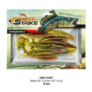 Shad suplu impregnat cu miros Fast Strike Huky Kuky 11.5cm 4.3g 10 bucati plic cu tavita rigida.