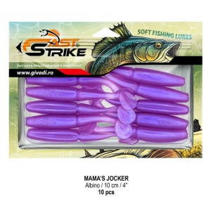 Shad Fast Strike Mama's Jocker 10cm cu corp segmentat și silicon impregnat cu aromă.