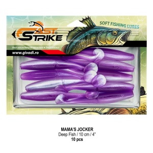 Shad Fast Strike Mama's Jocker 10cm cu corp segmentat și silicon impregnat cu aromă.