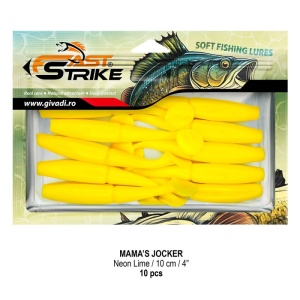 Shad Fast Strike Mama's Jocker 10cm cu corp segmentat și silicon impregnat cu aromă.