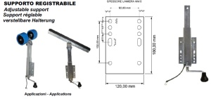 Suport Rolă Peridoc Telescopic – Detaliu mecanism cu manivelă și profil zincat 50x50mm pentru o reglare precisă a punctelor de susținere pe barcă.