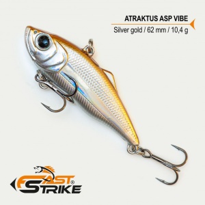 Vobler avat Fast Strike Atraktus Asp Vibe Sinking 6.2cm 10.4g Silver Gold