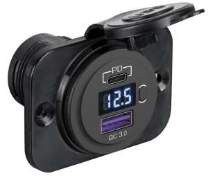 Voltmetru Digital Osculati, Priză Marină USB Tip A și C, 8-32V, 6A