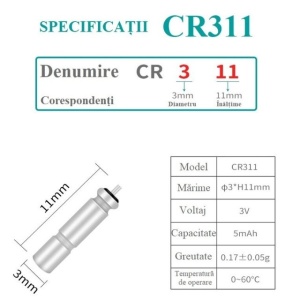 Baterie Lithium iBite CR311 pentru plute de noapte și avertizori optici feeder. Ușoară, fiabilă, autonomie până la 24h, activare prin rotire