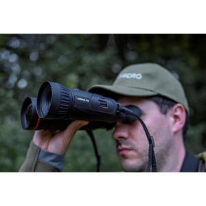 Binoclu termic profesional HIKMICRO HABROK PRO HX60LS cu senzor 1280×1024, NETD <15mK, telemetru laser 1000m și cameră 4K – performanță absolută zi și noapte.