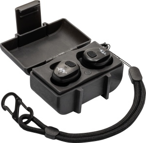 Căști antifonice active Blaser In-Ear Hearing Protection Brown cu Bluetooth și carcasă de încărcare wireless.