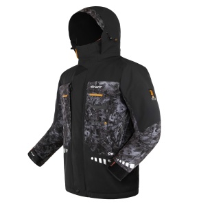 Costum tehnic de iarnă Graff WARMGUARD Winter Set 219-O-B-4 Black, jachetă și pantalon de culoare neagră, echipat cu membrană BRATEX de 25.000mm, izolație SUBZERO, finisaj hidrofob DRY CARE și fermoare etanșe YKK AquaGuard.