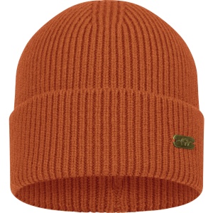 Fes tricotat din lână Blaser Tommy Rib Burned Orange cu manșetă lată și logo metalic Argali.