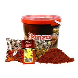 Găleată nadă Benzar Mix Instant Groundbait Set 3kg, cu nadă specifică și aditivi lichizi incluși, concepută pentru pescuit eficient la crap, amur, fitofag și method feeder.