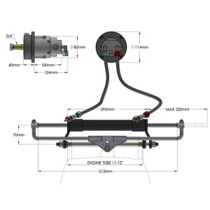 Kit complet de guvernare hidraulică Hydrodrive MF175W pentru motoare outboard de până la 175 CP – Sistem marin premium heavy-duty cu valvă No-Feedback, cilindru MC 175W, furtunuri de 6m și 3 ani garanție.
