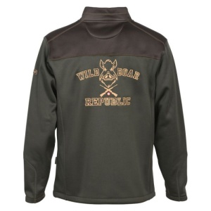 Jachetă de vânătoare Treesco Percussion Wild Boar Republic Kaki, ușoară și confortabilă, cu fermoar integral și buzunare cu fermoar.