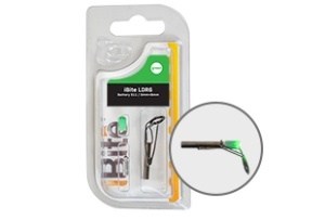 Kit indicator feeder IBITE 311 cu LED intens, baterie inclusă și inel de vârf 3×8 mm, ideal pentru semnalizarea precisă a trăsăturilor în pescuitul feeder, zi și noapte.