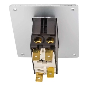 Panou intrerupator toaleta electrica Osculati 12V/24V 15A din aluminiu anodizat 80x60mm cu siguranta magnetotermica.