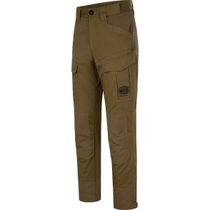 Pantaloni tehnici de vânătoare Mauser Stalker Pants Tobacco cu panou dorsal elastic și întărituri antiuzură