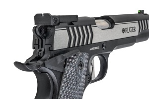Pistol Airsoft CO2 Umarex Ruger SR1911 SLV-BLK 1,3J Full Metal cu blowback si catari fibra optica.