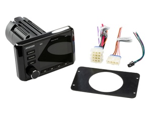 Unitate audio premium Kicker KMC6 (48KMC6) cu port NMEA – Centru media marin de lux, putere de vârf 240W pe 6 canale, ecran color de 3.5 inch, intrare video dedicată și protecție totală IP66.