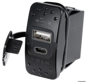Priză Marină USB Tip A + USB Tip C Osculati, 12/24V, 4.8A