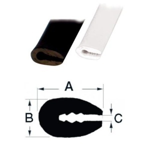 Profil PVC Finisaj Margini Osculati Alb / Negru 17 x 10 mm, Tip Cheder
