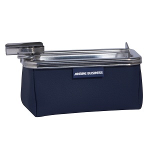 Scrumieră Trabuc Antivânt cu Capac Blue Marine Business, Inox cu Sac Piele